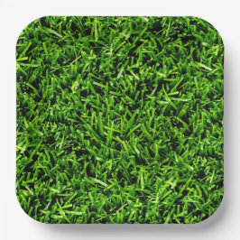 Realistisches Gras Foto Textur Funny Bright Green Pappteller