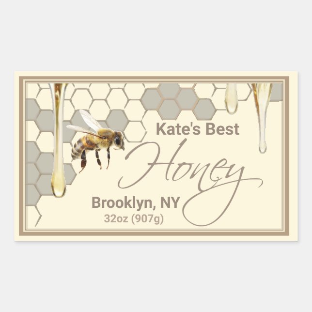 Realistisches Honeycomb Honey Tropfen Rectangle La Rechteckiger Aufkleber (Vorderseite)