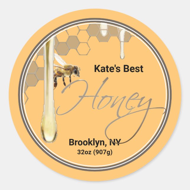 Realistisches Honigwabenlabel Tropfen Runder Aufkleber (Vorderseite)