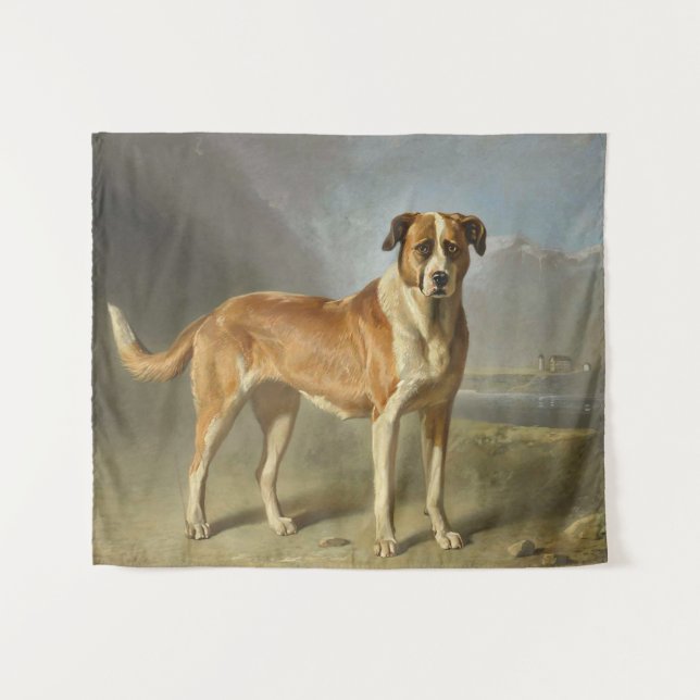 Realistisches Hundeporträt Kunst Wandteppich (Vorderseite (Horizontal))