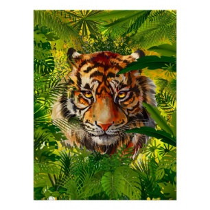 Realistisches Jungle Tiger Poster Kunstgiesserei -