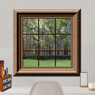 Realistisches Lawn Trees Fake Window Scene Poster
