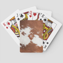 Realistisches Monogramm aus brauner und weißer Kuh Spielkarten