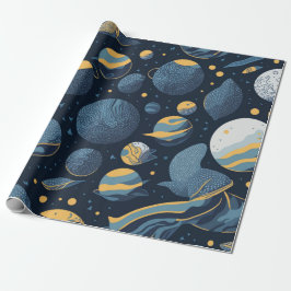realistisches Planet-Illustrationsmuster Geschenkpapier
