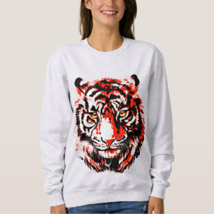 Realistisches Red Tiger Head Sweatshirt - Tiger Fa