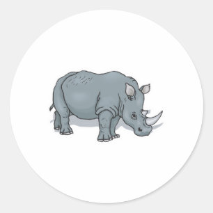 realistisches Rhinozeros-Design Runder Aufkleber