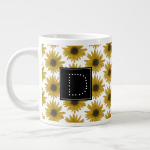 Realistisches Sonnenblumen-3D-Muster-Monogramm Jumbo-Tasse