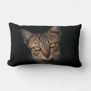 Realistisches Tabby-Katzenporträt Schwarzes Wurfki Lendenkissen