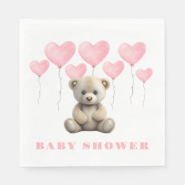 Realistisches Teddy Bear Pink Balloon Girl Baby Sh Serviette
