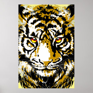 Realistisches Tiger Poster - Beige Tiger Head Zeic
