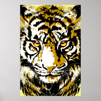 Realistisches Tiger Poster - Beige Tiger Head Zeic
