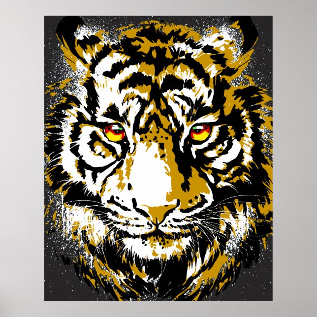 Realistisches Tiger-Poster - Cooler Tiger-Kopf-Zei Poster (Vorne)
