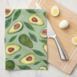Realistisches Watercolor Avocado Muster Grün  Geschirrtuch<br><div class="desc">Schöne Aquarellbilder Avocado.</div>