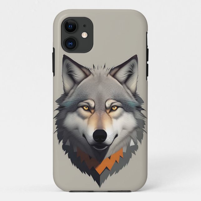Realistisches Wolf-Gesicht mit Piercing-Gelben Aug Case-Mate iPhone Hülle (Rückseite)