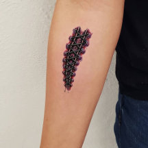 Realistisches Wundtattoo mit Naht 2 Temporäres Tat