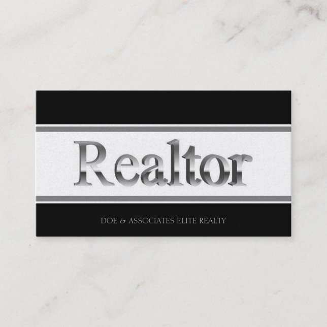 Realtor 3D Streifen Schwarz Golden Visitenkarte (Vorderseite)