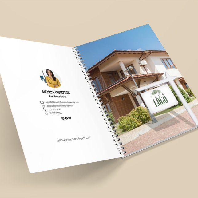 Realtor Add your Logo Foto Custom Notizbuch (Real Estate custom photo and logo notebook)