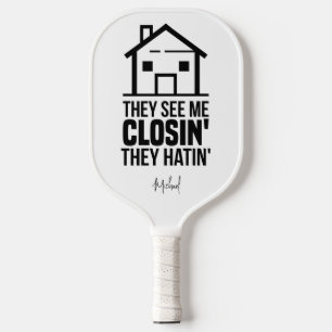 Realtor Anwesen Agent Brag Gag Personalisiert Pickleball Schläger