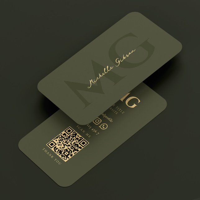 Realtor Attorney Notary Army Green Modern QR Visitenkarte (Realtor Attorney Notary Army Green Modern QR Business Card
)