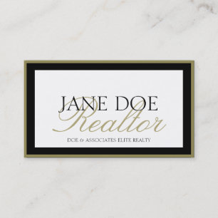 Realtor B/W Gold Script/Border Visitenkarte