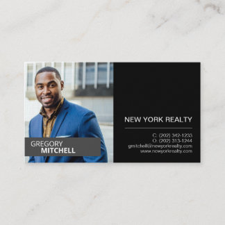 Realtor Black & Silver mit Portrait Business Card Visitenkarte