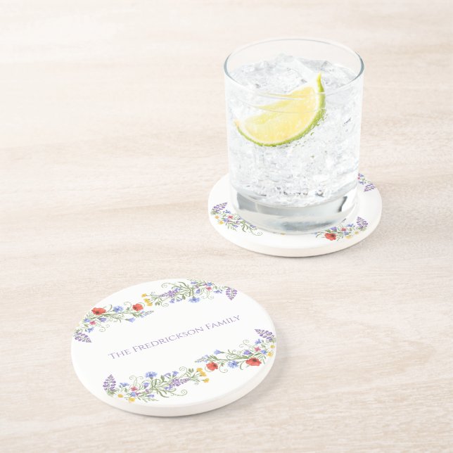 Realtor Client Gift - Floral Family Coaster Getränkeuntersetzer (Seite)