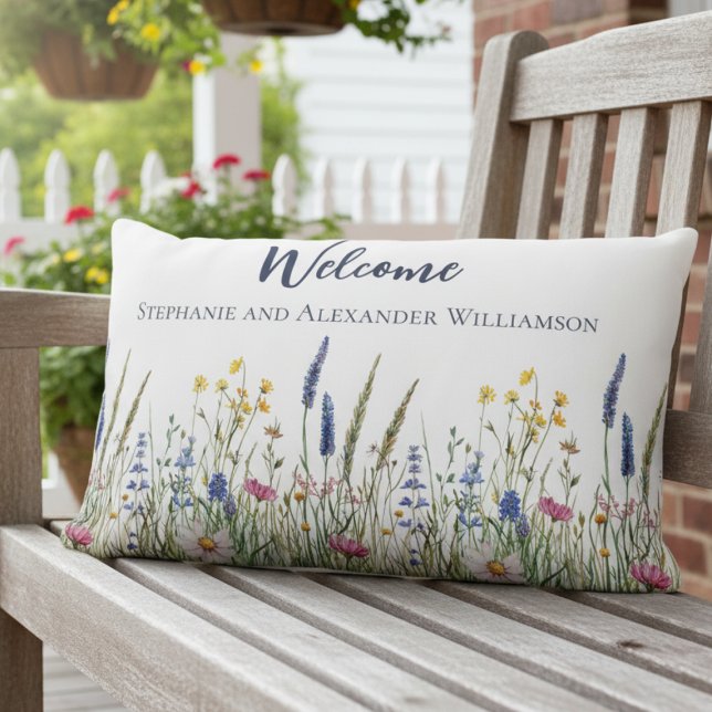 Realtor Closing Gift Wildflower Welcome Pillow Lendenkissen (Wildflower personalized porch welcome pillow)