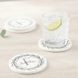 Realtor Closing Gift Wreath Monogram Getränkeuntersetzer