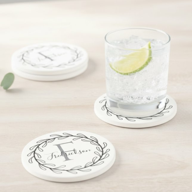 Realtor Closing Gift Wreath Monogram Getränkeuntersetzer (Realtor Closing Gift Wreath Monogram Coasters)