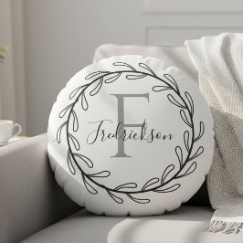 Realtor Closing Gift Wreath Monogram Round Pillow Rundes Kissen