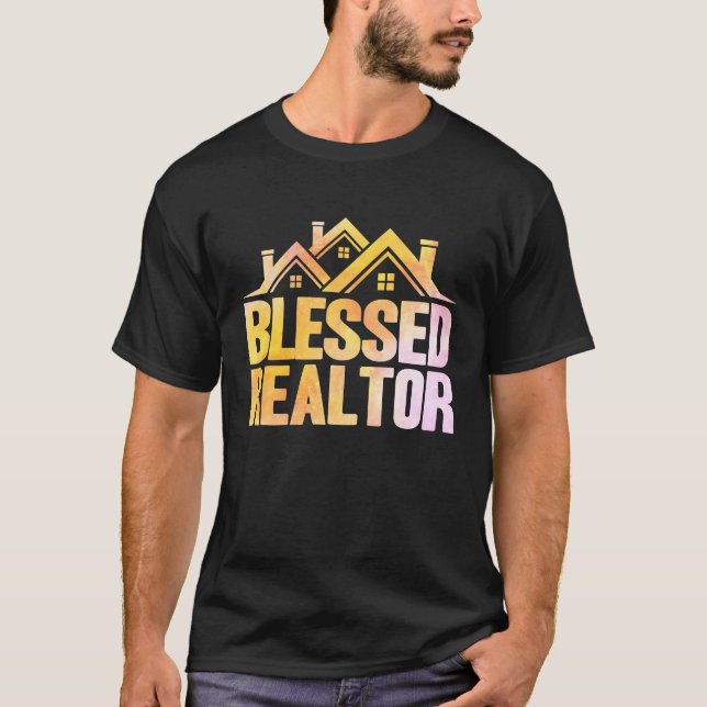 Realtor gesegnet Realtor Watercolor T-Shirt (Vorderseite)