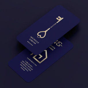 Realtor Gold Key House Modernes Midnight Blue Visitenkarte