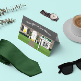 Realtor Grey Brick House Sold Sign Dankeschön Kart Dankeskarte