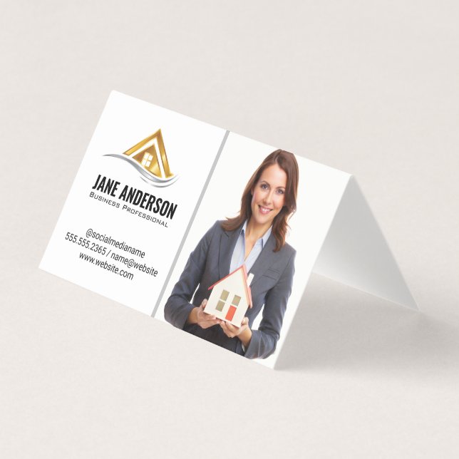 Realtor Holding Zuhause | Geschäftsfrau (Vorderseite)