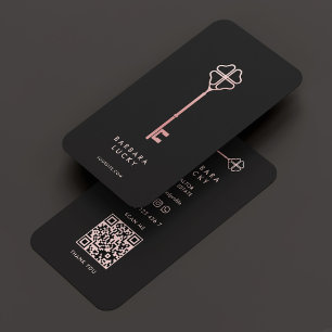 Realtor Hypothekenmakler Eleganter Black Rosegold  Visitenkarte