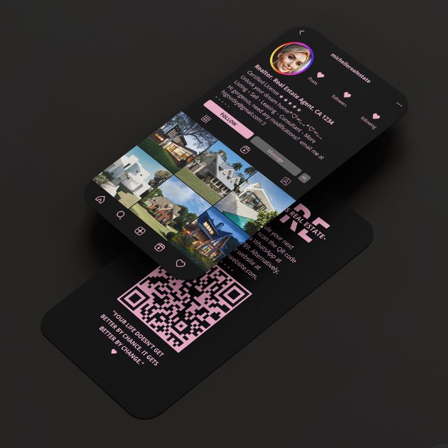 Realtor IG Mortgage Broker Black Pink Real Estate Visitenkarte (Realtor IG Mortgage Broker Black Pink Real Estate Business Card
)
