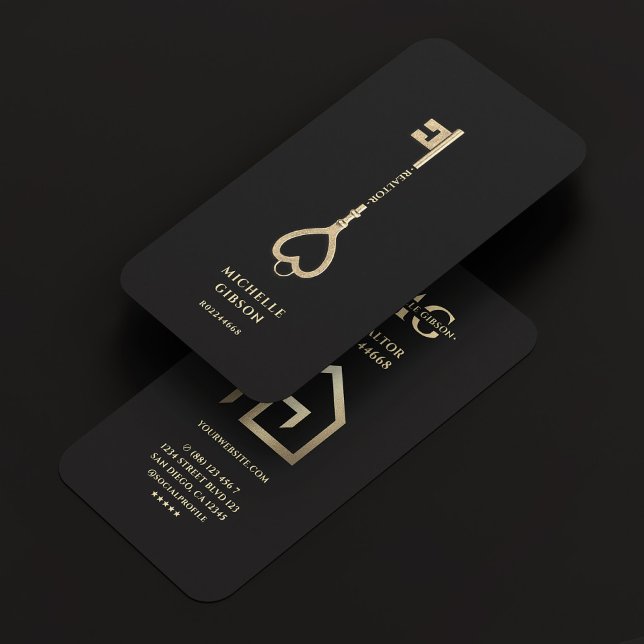 Realtor Key House-Logo Modernes Schwarzes Gold Visitenkarte (Realtor Key House Logo Modern Black Gold Business Card
☆★
☆★
☆★
☆★
☆★
(35541)
 | 
)