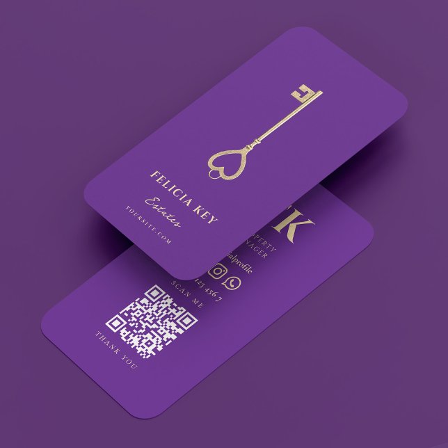 Realtor Key Real Anwesen Hypothek Royal Lila Visitenkarte (Realtor Key Real Estate Mortgage Royal Purple Business Card
)