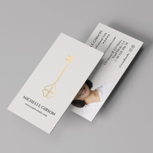 Realtor Lucky Gold Key Hypothek Light Sand Visitenkarte