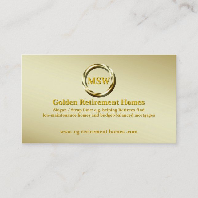 Realtor / Mortgage Broker Deluxe Gold Ring Theme Visitenkarte (Vorderseite)