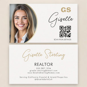Realtor Neutrales Beige QR-Code-Foto  Visitenkarte