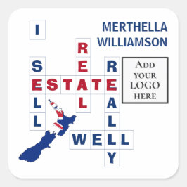 Realtor NEW ZEALAND Logo Real Anwesen Quadratischer Aufkleber