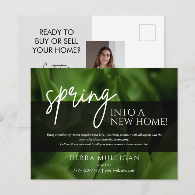 Realtor Postcard - Real Anwesen Spring Marketing Postkarte (Vorne/Hinten)
