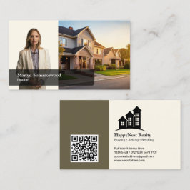 Realtor Real Anwesen Agent Foto Logo und QR-Code Visitenkarte