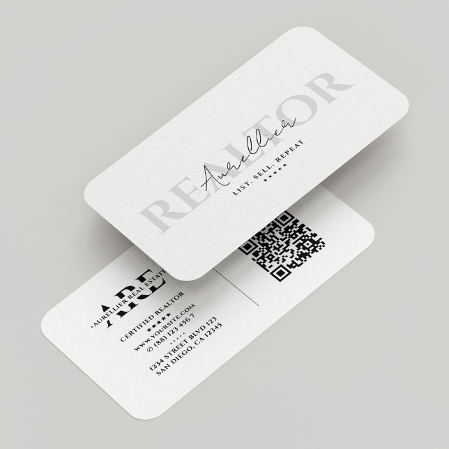 Realtor Real Anwesen Broker Minimal White Modern Visitenkarte (Realtor Real Estate Broker Minimal White Modern Business Card
)