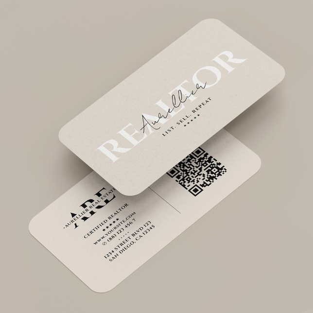 Realtor Real Anwesen Hypothek Sand Beige Moderne Visitenkarte (Realtor Real Estate Mortgage Sand Beige Modern Business Card
)
