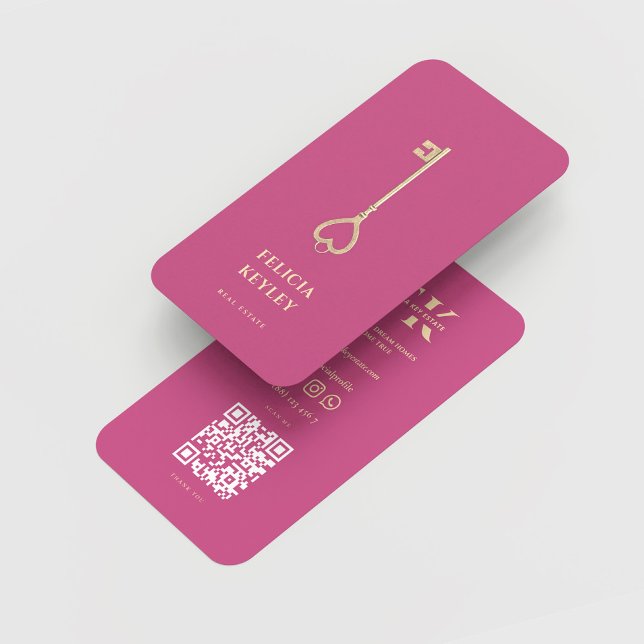 Realtor Real Anwesen Monogram Modern Pink Visitenkarte (Realtor Real Estate Monogram Modern Pink Business Card
)