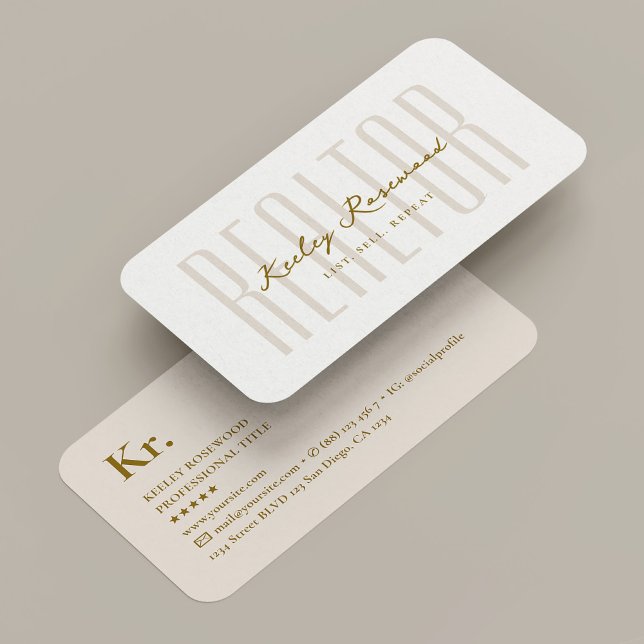 Realtor Real Estate Agent White Sand Mortgage Visitenkarte (Von Creator hochgeladen)