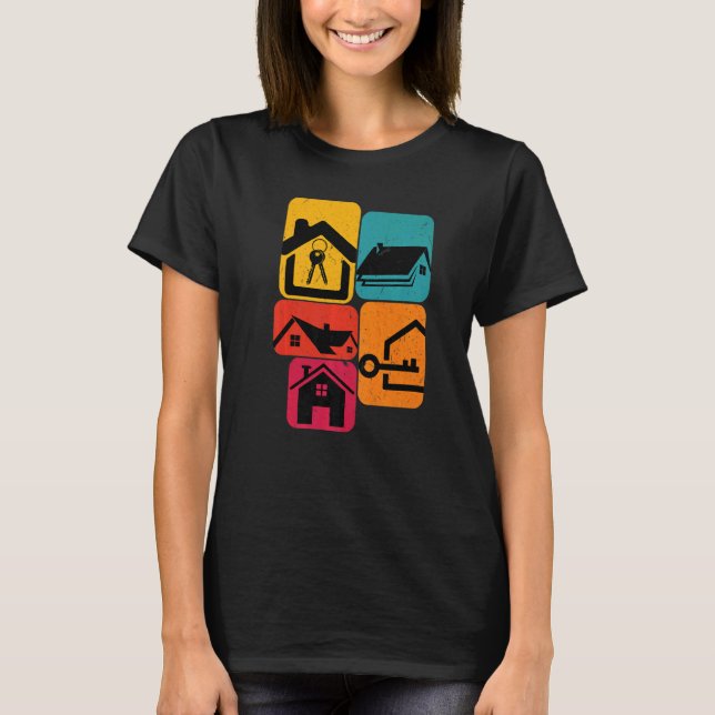 Realtor Real Estate House Retro T-Shirt (Vorderseite)