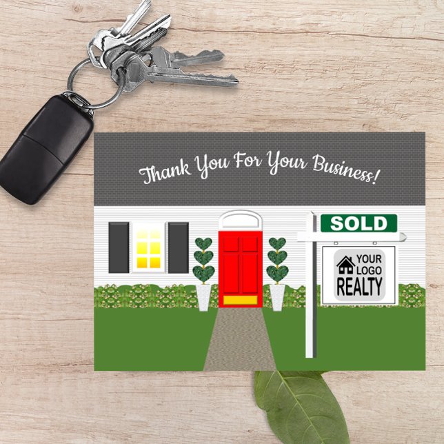 Realtor Red Door Sold Sign Vielen Dank Notecard Dankeskarte (Von Creator hochgeladen)